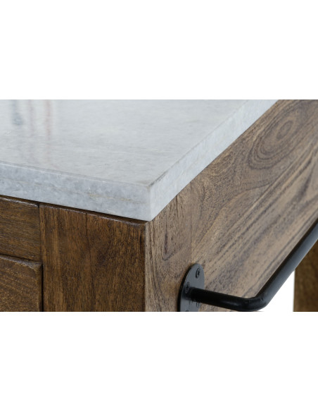 Îlot de cuisine brun en bois et marbre 119x70x93 cm Liorna