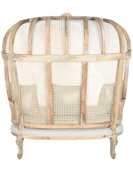 Canapé naturel en manguier sculpté rotin cannage coton 125x58x155 cm Isalina