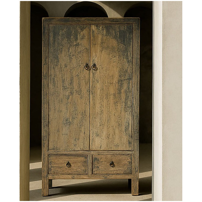 Armoire 2 portes 2 tiroirs vieillie...