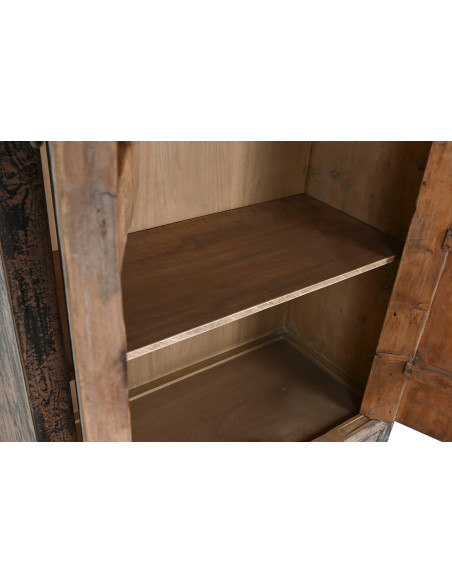 Armoire 2 portes 2 tiroirs vieillie en orme massif 100x50x200 cm Kyora