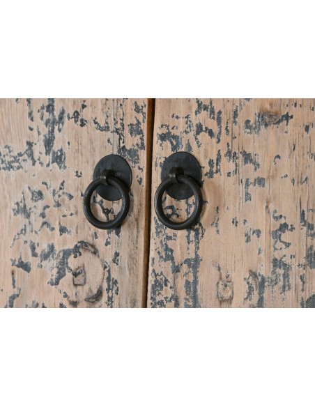 Armoire 2 portes 2 tiroirs vieillie en orme massif 100x50x200 cm Kyora