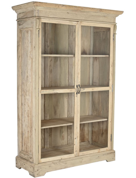 Vitrine 2 portes naturelle en bois recyclé et verre...