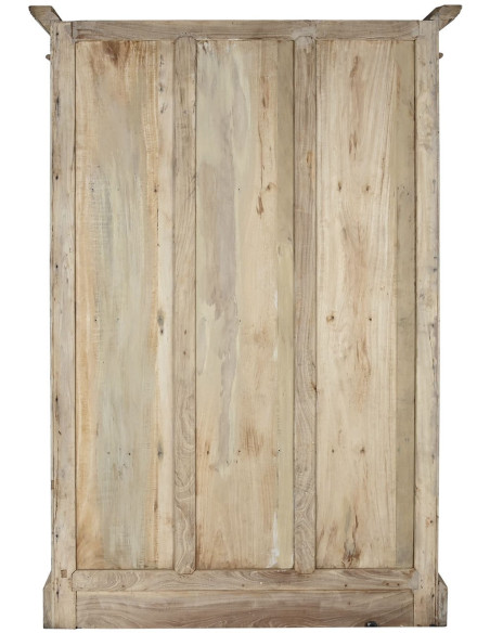 Vitrine 2 portes naturelle en bois recyclé et verre transparent 130x55x209 cm Teralis
