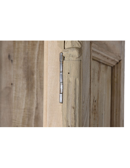 Vitrine 2 portes naturelle en bois recyclé et verre transparent 130x55x209 cm Teralis