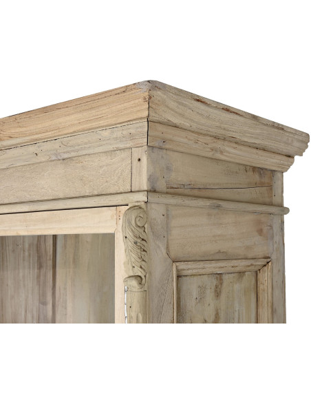 Vitrine 2 portes naturelle en bois recyclé et verre transparent 130x55x209 cm Teralis