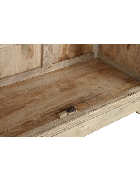 Vitrine 2 portes naturelle en bois recyclé et verre transparent 130x55x209 cm Teralis
