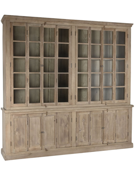 Vitrine vaisselier 8 portes naturelle en teck, manguier...