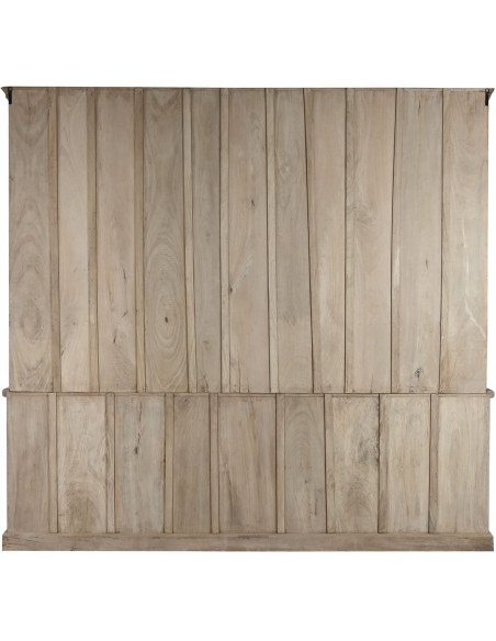 Vitrine vaisselier 8 portes naturelle en teck, manguier et verre transparent 270x43x244 cm Solmira
