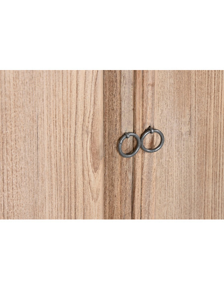 Vitrine vaisselier 8 portes naturelle en teck, manguier et verre transparent 270x43x244 cm Solmira