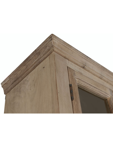 Vitrine vaisselier 8 portes naturelle en teck, manguier et verre transparent 270x43x244 cm Solmira