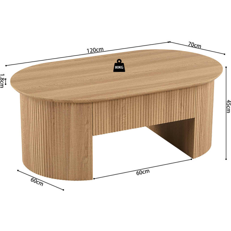 Table basse ovale plateau relevable...