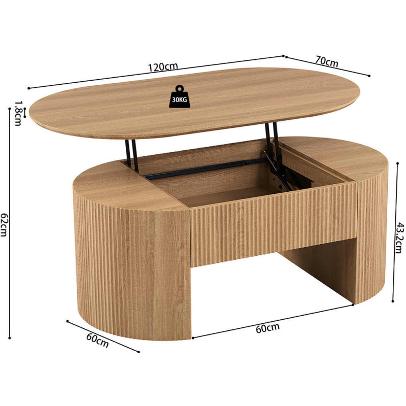 Table basse ovale plateau relevable...