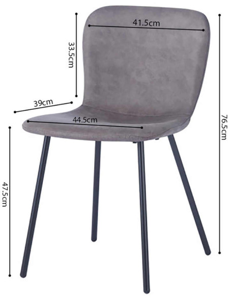 Chaise de salle à manger taupe en polyuréthane et métal noir 45x52x77 cm Susan