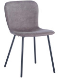 Chaise de salle à manger taupe en polyuréthane et métal noir 45x52x77 cm Susan