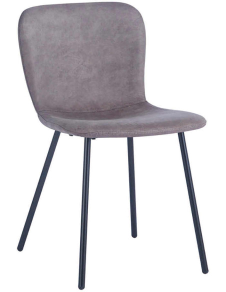 Chaise de salle à manger taupe en polyuréthane et métal noir 45x52x77 cm Susan