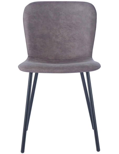 Chaise de salle à manger taupe en polyuréthane et métal noir 45x52x77 cm Susan