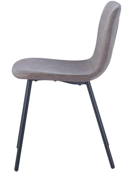 Chaise de salle à manger taupe en polyuréthane et métal noir 45x52x77 cm Susan