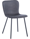 Chaise de salle à manger gris foncé en polyuréthane et métal noir 45x52x77 cm Susan