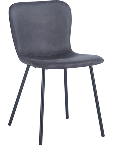 Chaise de salle à manger gris foncé en polyuréthane et métal noir 45x52x77 cm Susan