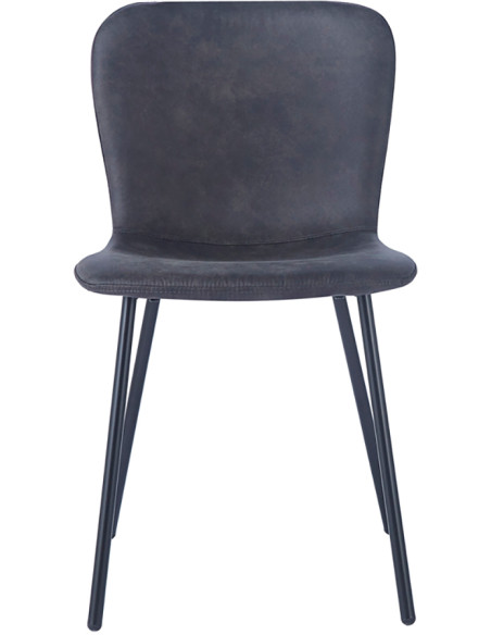 Chaise de salle à manger gris foncé en polyuréthane et métal noir 45x52x77 cm Susan