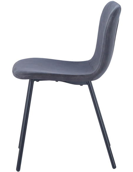 Chaise de salle à manger gris foncé en polyuréthane et métal noir 45x52x77 cm Susan