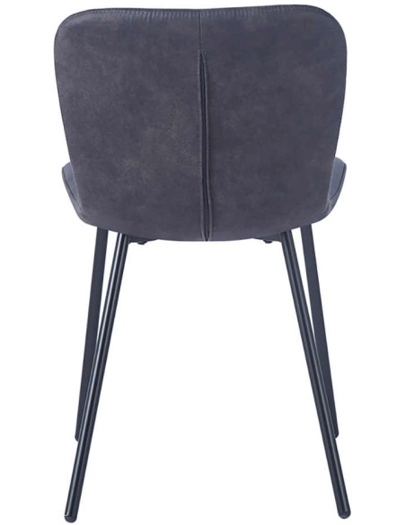 Chaise de salle à manger gris foncé en polyuréthane et métal noir 45x52x77 cm Susan