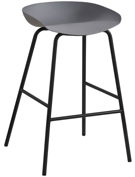 Tabouret de bar gris en polypropylène et métal noir...