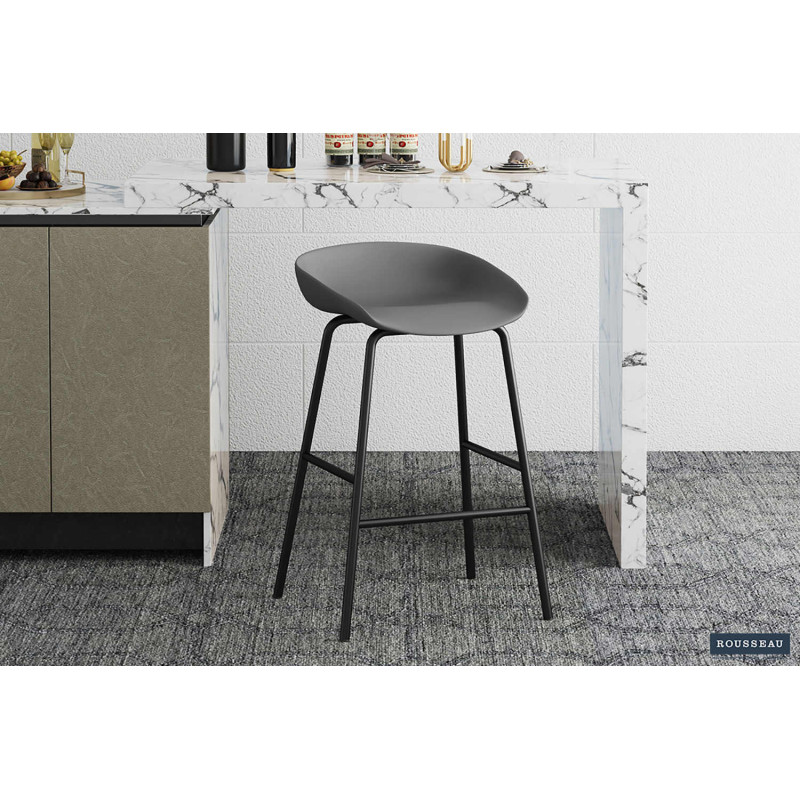 Tabouret de bar gris en polypropylène...