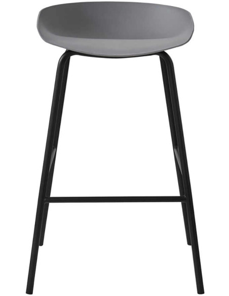Tabouret de bar gris en polypropylène et métal noir 47,5x46x75 cm Anna