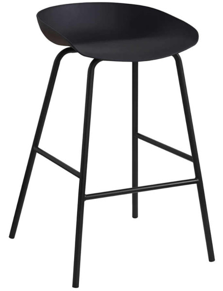 Tabouret de bar noir en polypropylène et métal 47,5x46x75...