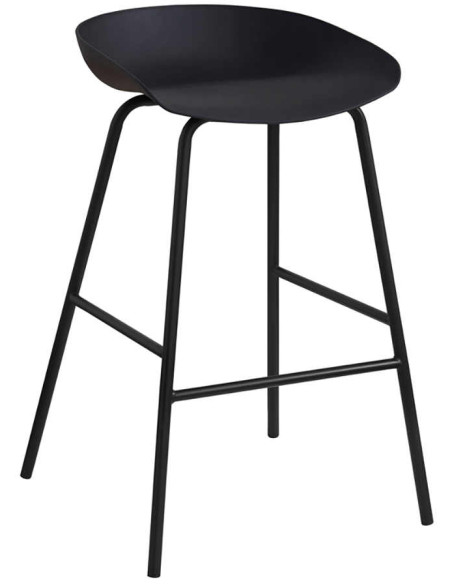 Tabouret de bar noir en polypropylène et métal 47,5x46x75 cm Anna
