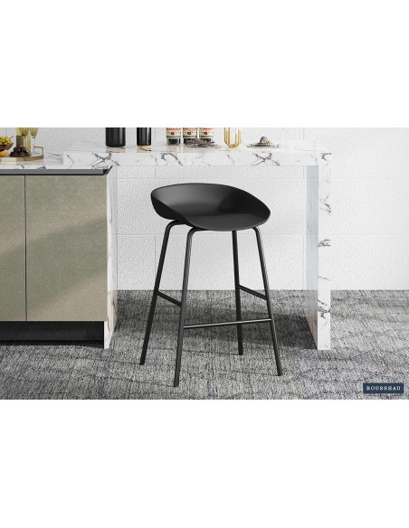 Tabouret de bar noir en polypropylène et métal 47,5x46x75 cm Anna