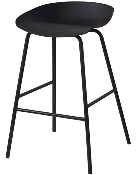 Tabouret de bar noir en polypropylène et métal 47,5x46x75 cm Anna