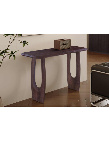 Console d’entrée ovale en manguier massif brun foncé 120x40x76 cm Braga