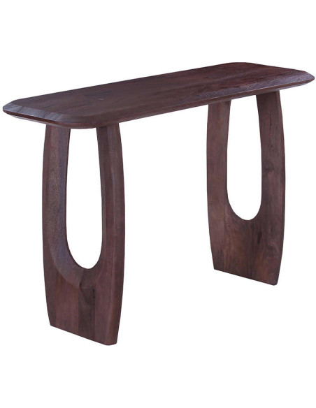Console d’entrée ovale en manguier massif brun foncé 120x40x76 cm Braga
