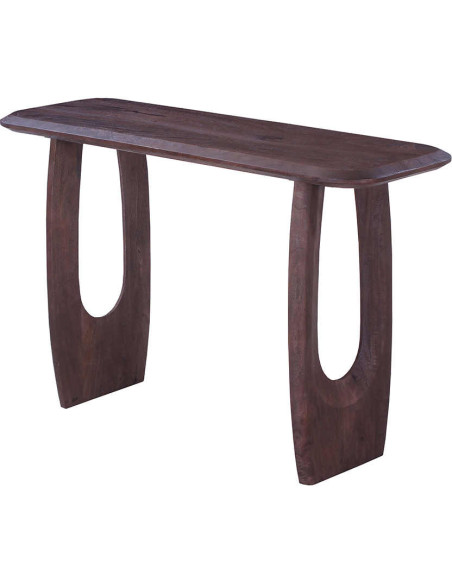 Console d’entrée ovale en manguier massif brun foncé 120x40x76 cm Braga