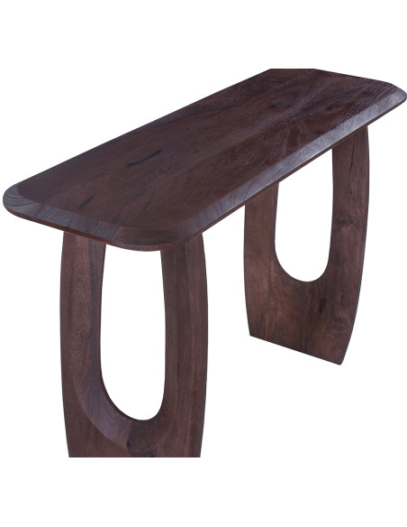 Console d’entrée ovale en manguier massif brun foncé 120x40x76 cm Braga