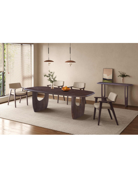 Console d’entrée ovale en manguier massif brun foncé 120x40x76 cm Braga