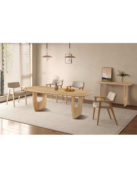 Console d’entrée ovale en manguier massif finition amande 120x40x76 cm Braga