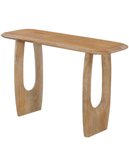 Console d’entrée ovale en manguier massif finition amande 120x40x76 cm Braga