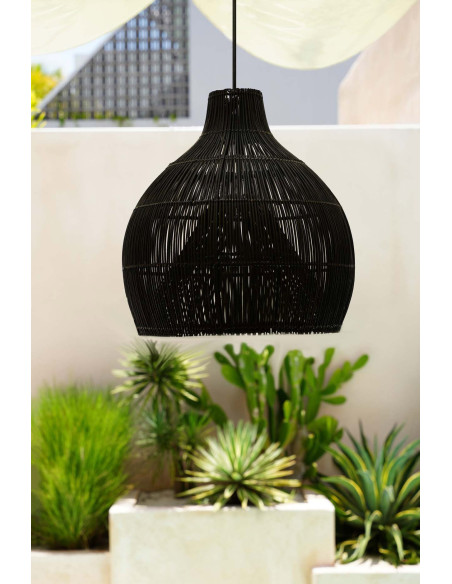 Abat-jour suspension cloche en rotin noir 55x55x55 cm The Lobster Trap