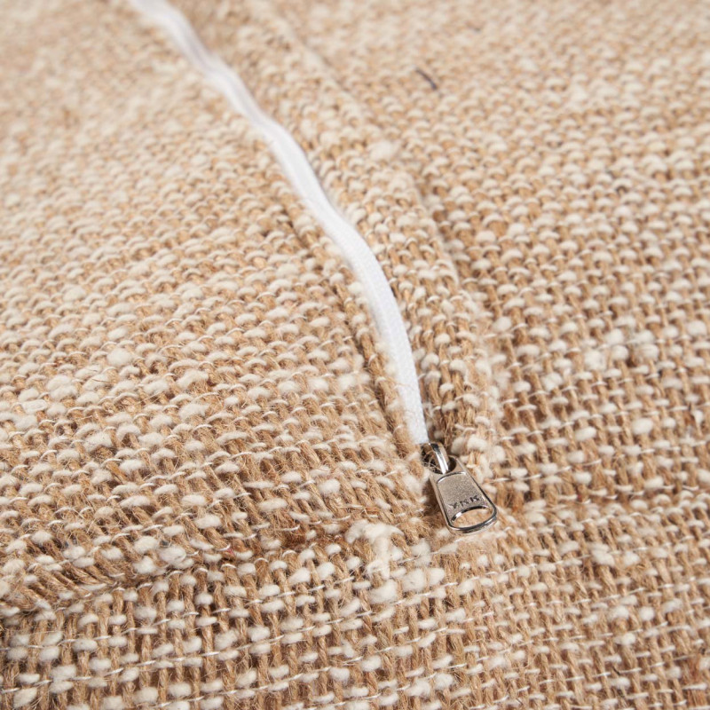 Pouf bas en coton beige 60x60x25 cm...