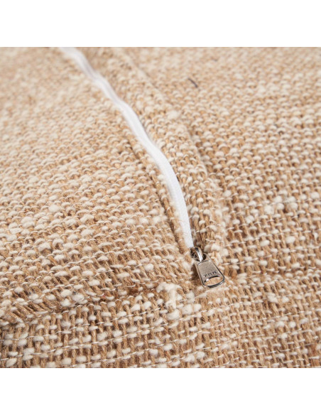 Pouf bas en coton beige 60x60x25 cm The Comfy