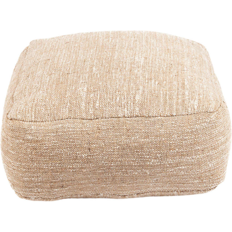 Pouf bas en coton beige 60x60x25 cm...