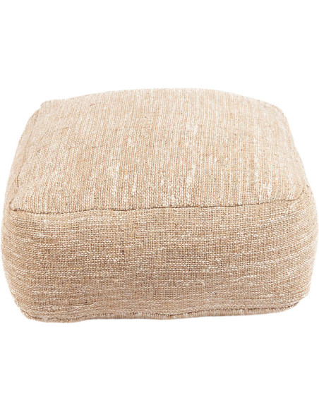 Pouf bas en coton beige 60x60x25 cm The Comfy