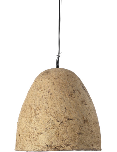 Abat-jour suspension cloche en papier mâché beige argile 40x40x42 cm The Savana