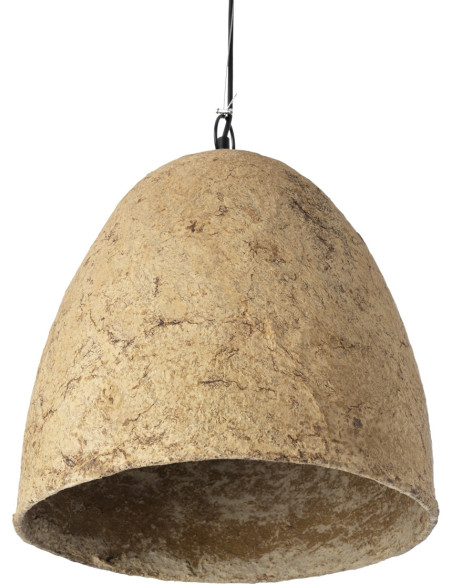 Abat-jour suspension cloche en papier mâché beige argile 40x40x42 cm The Savana