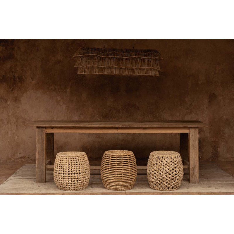 Tabouret panier en feuilles de...