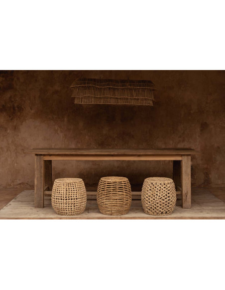Tabouret panier en feuilles de palmier naturelles 48x48x45 cm The Gustih