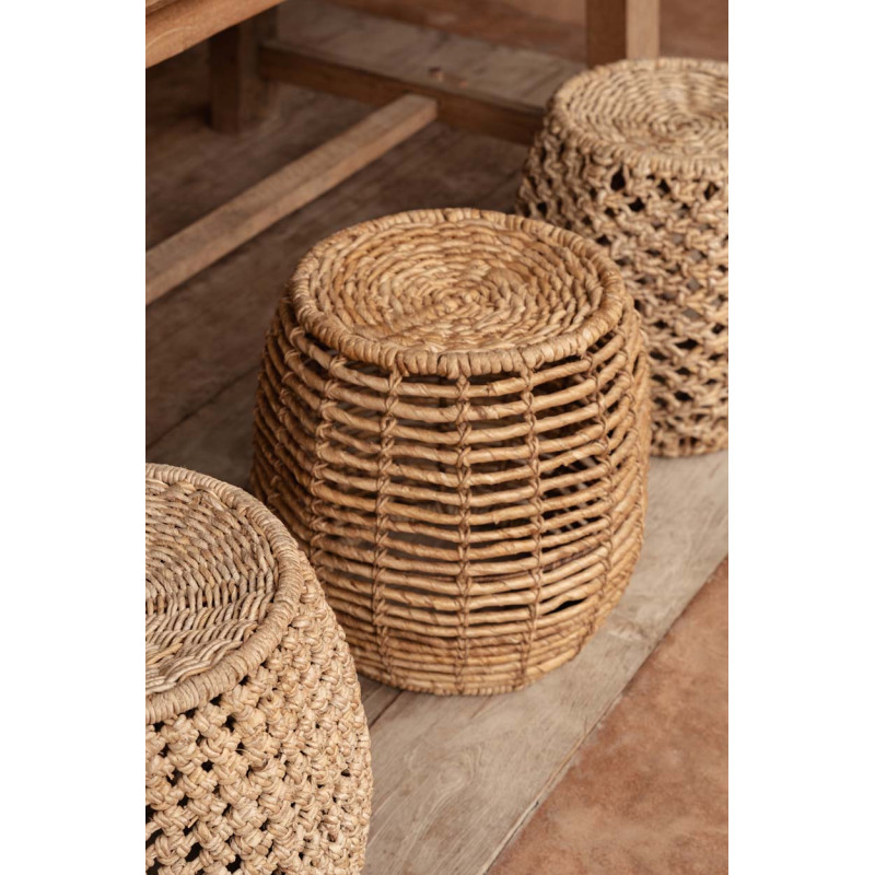 Tabouret panier en feuilles de...